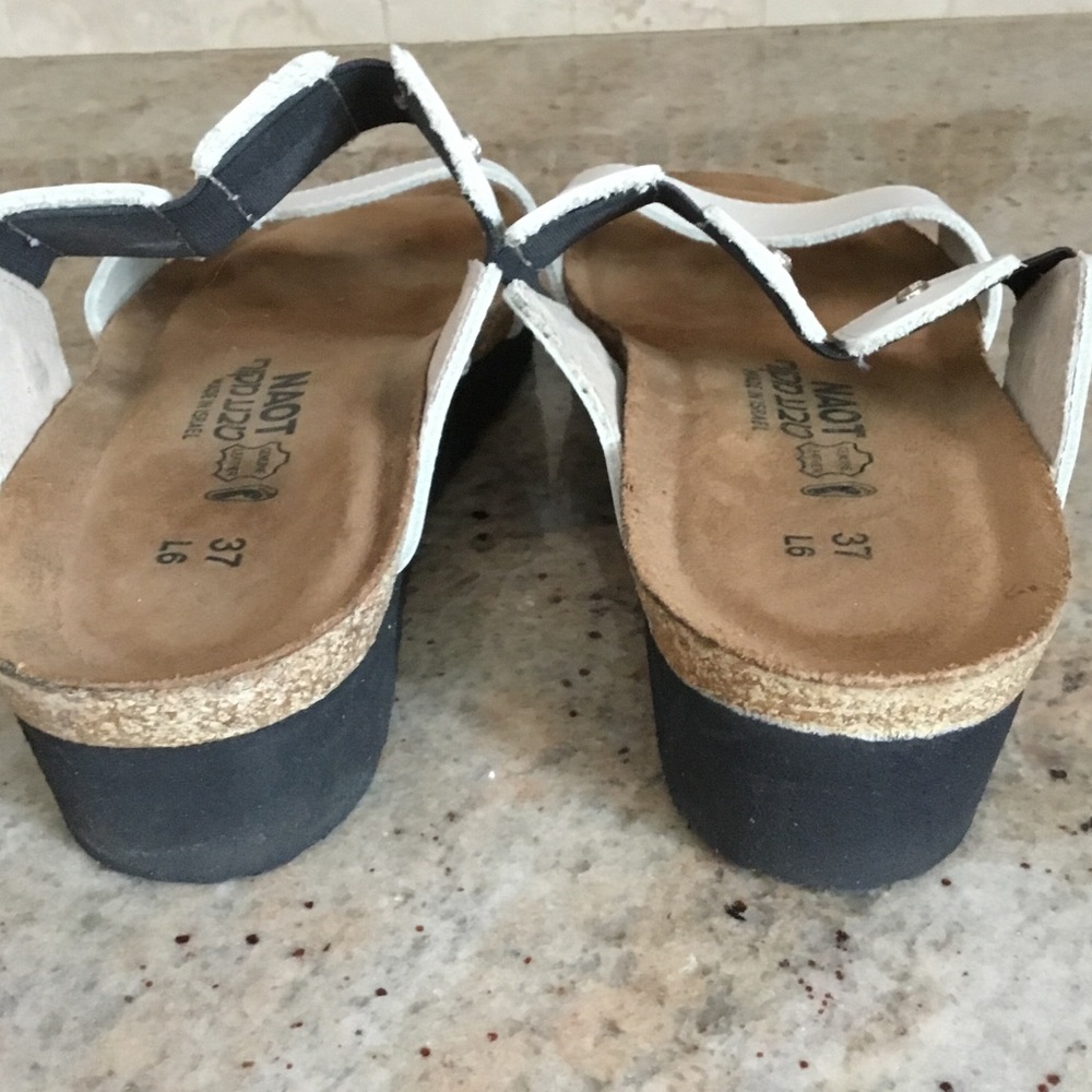 Naot White Leather Rhinestone Open Toe Sandals - Picture 6 of 10